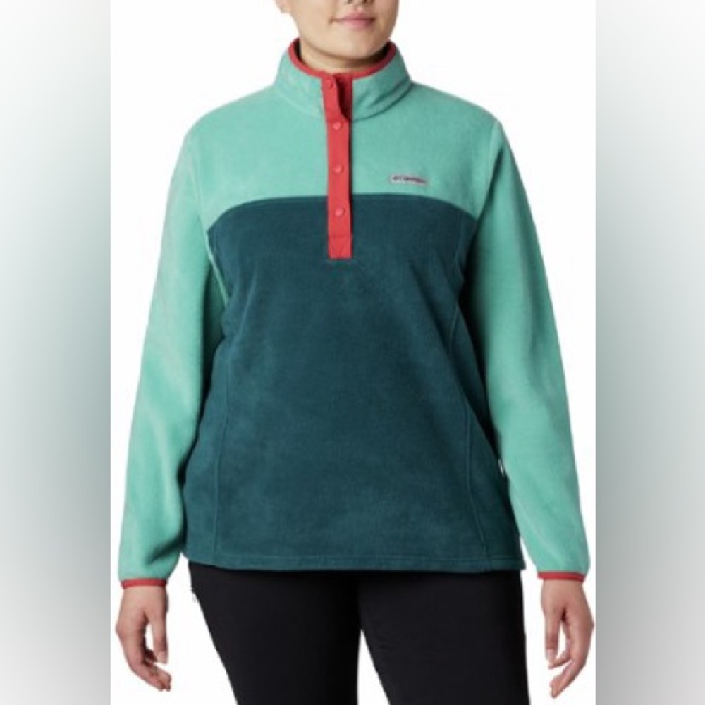 Columbia Benton Springs Snap Pullover Size 3X Teal/Coral